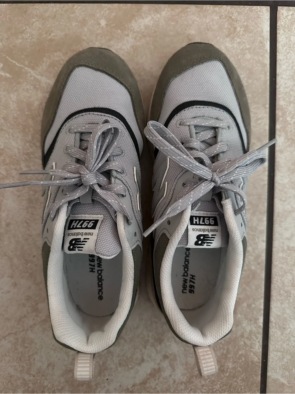 New Balance 997H Sneakers in Covert Green and Raincloud colorway